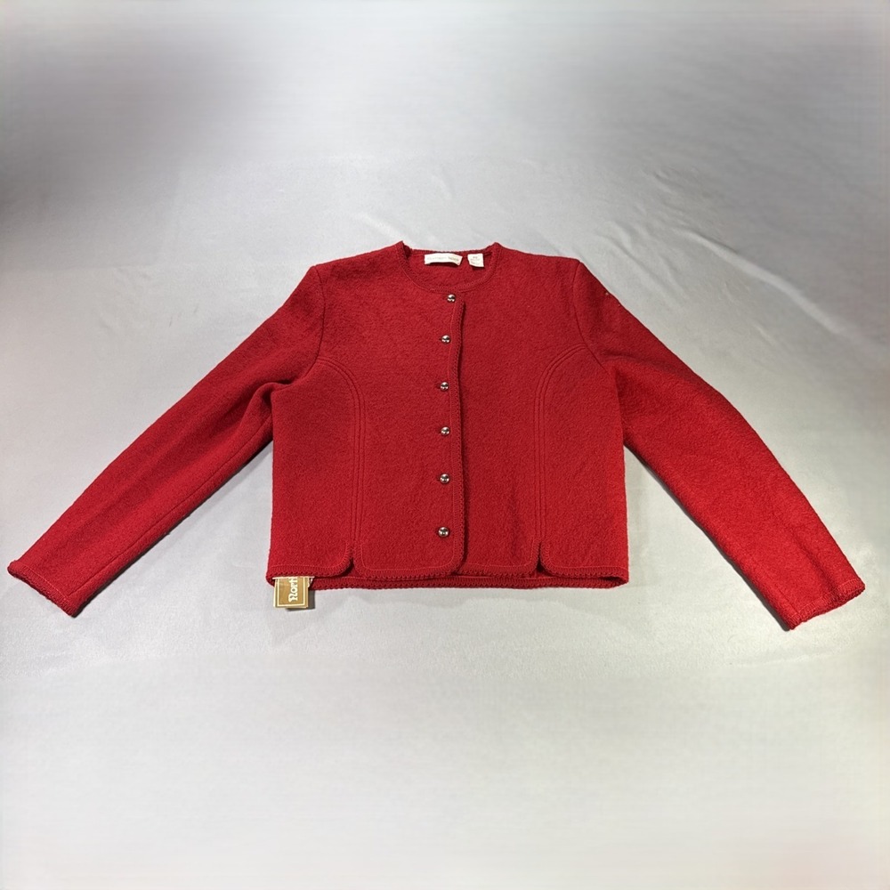Vintage Northern Isles Cardigan Womens 8/10 Red Wool Sweater New With Tags NWT